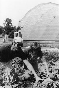 Student and instructor working the mini-farm