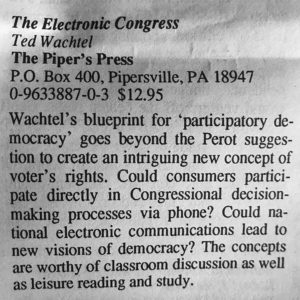 Midwest Book Review entry for The Electronic Congress book